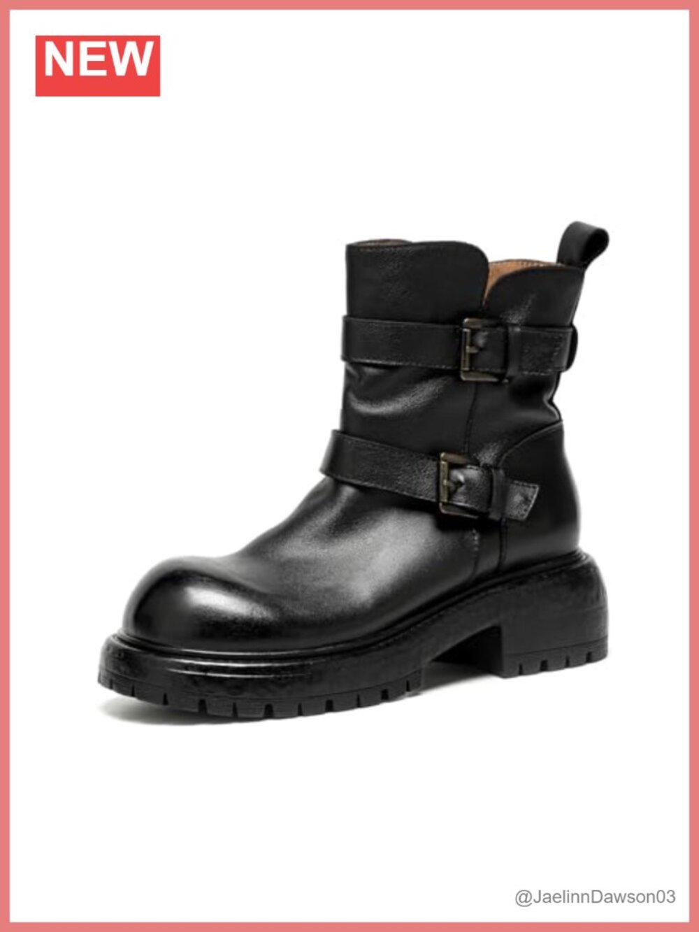 Women's Vintage Combat Ankle Boots Genuine Leather Moto Biker Round Toe Side Zip